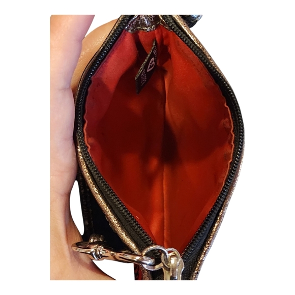 Coach Poppy Heart Wristlet Black Gold Metallic Canvas Original And Limited - Picture 13 of 13